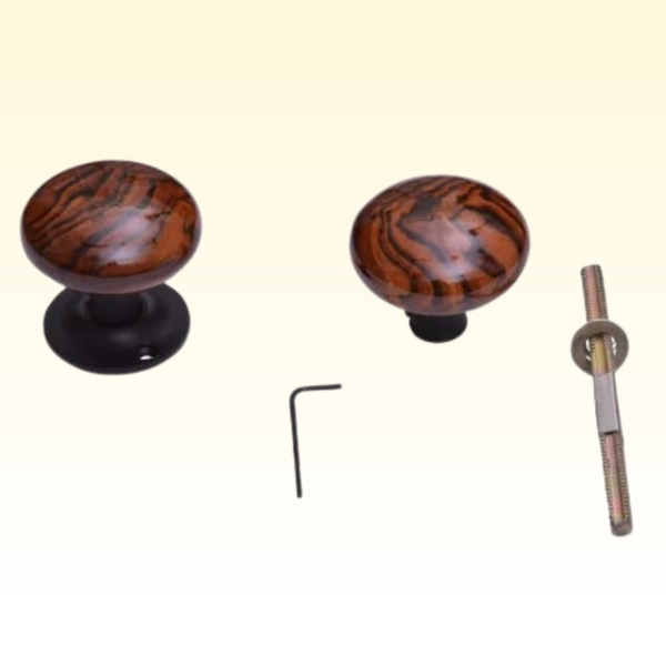 Porcelain Door Hardware Set – Swirl Brown Finish