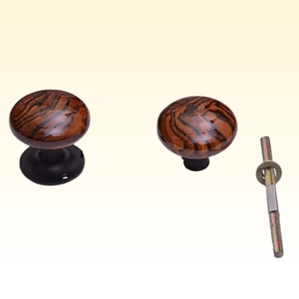 Porcelain Door Hardware Set – Swirl Brown Finish - Image 3