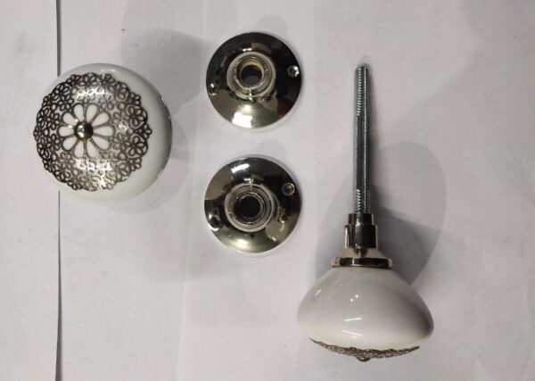 Metallic Floral Design Ceramic Door Knob - Image 2