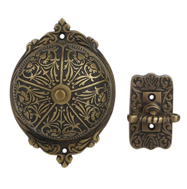 Ornate Vintage Brass Mechanical Doorbell