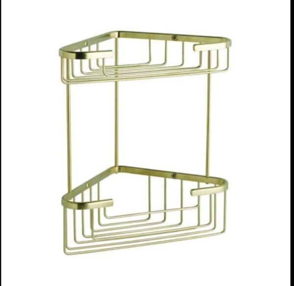 Double-Tier Gold Corner Bathroom Shelf